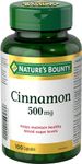 Nature's Bounty Cinnamon 500mg Pills and Herbal Health Supplement, Helps Maintain Blood Sugar Levels, 100 Capsules