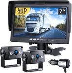 DVKNM Upgrade Dual Backup Camera Monitor Kit,1280X720P HD,IP69 Waterproof Rearview Reversing Rear View Camera 7’’ LCD Reversing Monitor Truck/Semi-Trailer/Box Truck/RV — HD Transmission— (TZ102)