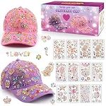 Gifts for Girls 4 5 6 7 8 9 10 Years Old DIY Baseball Cap, Decorate Your Own Cap with Glitter Gem Stickers, Childrens Day Birthday Present for Girls, Baseball Cap Craft Kit, Kids Sun Hat to School