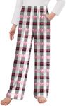 Arshiner Pajama Pants for Girls Long Sleep Plaid Pants Soft Lounge Pj Bottoms with Pockets Bow Plaid 4-5 Years