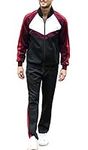 Jogging Track Suits for Men Sets 2 Pieces with Full Zip Running Sports Outfits Suits for Men Black Red Medium