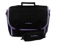 New TGC ® Messenger Style TGC Padded Carry Case Bag for the Sylvania SDVD1049 10" Portable DVD Player (Jet Black & Electric Purple)