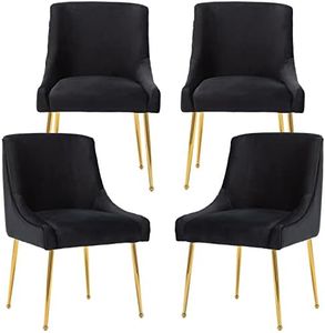 ZHENGHAO Black Dining Chairs Set of 4, Upholstered Dining Room Chairs with Gold Legs Mid Century Modern Velvet Chair Accent Side Chairs for Living Room/Kitchen/Patio/Coffee