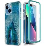 Esdot for iPhone 13 Mini Case with Built-in Screen Protector,Military Grade Rugged Cover with Fashionable Designs for Women Girls,Protective Phone Case 5.4" Agate Stone