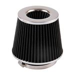 RYANSTAR Universal Clamp-On Air Filter Three Different Size 76MM 89MM 102MM High Flow Round Tapered Cone Closed-Top Cool Air Filter Cleaner Fit Compatible with car and Motorcycle Black