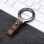 MASHUR FAB Belt Loop Vegan Leather Key Ring Keychain For Keys Car (1, Brown)