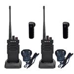 Retevis RT29D Digital Walkie Talkie, Waterproof 2 Way Radio IP67, High Power, Good Encryption, 3200mAh, Long Distance Walkie Talkies with Wireless Earpieces for Hotel, Logistics, Security(Black, 2Pcs)