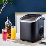 Ansley&HosHo Countertop Ice Maker Machine 12KG/24hrs Black for Home Kitchen, Electric Nugget Size Ice Cube Making Machine Automatic Portable Ice Maker Machine with Ice Scoop and Basket for Office Bar