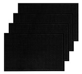 Store2508 Pack of 4 PVC Rubber Non Slip Bar Service Spill Mat for Counter Top Black 18"x12"