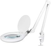 Neatfi Elite XL HD Bifocals 72pcs SMD LED Super LED Magnifying Lamp with Clamp, 6 inches Glass Lens, 5 Diopter with 12 Diopter, 6000-7000K, Glare-Free, Nonpolar Dimming (White)