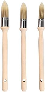 Xzeemo Set de 3 Pincel Redondo, Brochas Pintura con Mango de Madera, Brocha de Cerdas Sintéticas para Pared, Cepillo de Cera de Pintura de Tiza, Pincel para Barniz Barnizar (15mm, 18mm, 21mm)