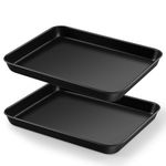 HaWare Nonstick Baking Tray Set of 2, Small Oven Cookie Sheet Pan for Baking/Cooking/Serving, 26.5 X 20.5 X 2.5 cm, Heavy-Duty & Non Toxic, Rust Resistant & Easy Clean - Black