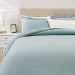 Amazon Basics Light-Weight Microfiber Duvet Cover Set with Snap Buttons - King, Spa Blue