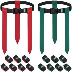 Hilhook Flag Football Belts, 14 Player Flag Football Set Includes 14 pcs Adjustable Belt, 42 Flags for Youth, Kids & Adults (Red & Green)
