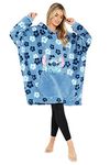 Disney Hoodie Blanket, Sherpa Fleece Oversized Hoodie, Eeyore Stitch Gifts (Blue Tropical)