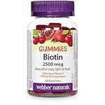 Webber Naturals Biotin 2500 mcg, 60 Gummies, Supports Healthy Hair, Skin & Nails, Energy Metabolism, Vegan