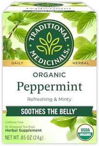 Traditional Medicinals Tea, Organic Peppermint, Soothes Your Belly, Refreshing & Minty, 16 Tea Bags