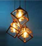 GAUVIK Cube Luster Glass with Bulb Cluster Hanging Pendant Light/Cluster Ceiling Light for Restaurant, Bedroom, Living Room and Home Decor Chandelier Ceiling Lamp.