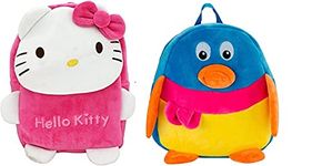 Black Hill Kids School Bag Soft Plush Backpack Cartoon Bags Mini Travel Bag for for Girls Boys Toddler Baby Hello Kitty & Penguin