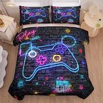 MWMWMW Gamer Bedding Set for Boys Kids, Boys Comforter Set Full Size, Kids Comforter Set for Boys Teens, Boys Full Size Bedding Sets, Gaming Bedding Sets with 2 Pillowcases for Boys Bedroom Decor