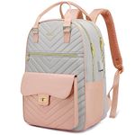 School Backpack for Teen Girls,Bookbag with Laptop Compartment for College Student Teacher,Sac à Dos Fille Ecole,Gifts,Pink Gray