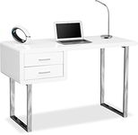 Centurion Supports HARMONIA Gloss White with Chrome legs 2-Drawer Contemporary Home Office Luxury Computer Desk