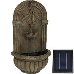 Florence Outdoor Solar on Demand Wall Fountain Florentine Stone Finish