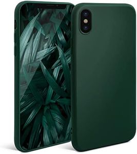 Moozy Minimalist Series Funda Silicona para iPhone X y iPhone XS, Verde Oscuro con Acabado Mate, Cover Carcasa de TPU Suave y Fina