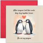 Old English Co. Cute Penguin Anniversary Card For Couple - Wife Birthday Cards From Husband - 'You Are My Penguin' Card for Boyfriend Girlfriend - Valentine's Day Card Him Her | Blank Inside Envelope