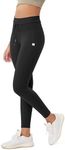 ODODOS Women's Drawstring Tie Daily Leggings 25" Inseam 7/8 Length High Waist Workout Yoga Pants, Onyx Black, X-Small