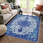 Area Rugs Modern Style Rug Artistic Traditional Unique Carpet Soft Short Pile Living Room Carpets Anti Slip Floor Mat Large for Hallway Bedroom (Blue, 120 x 160 cm)