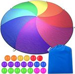 Little Dynamo Parachute Toys for Kids with 8 Handles 12ft - Balls Included - Gym Class Rainbow Color Parachute for Cooperative Group Play - Waterproof and Reinforced Stitching