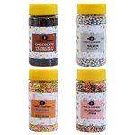 Farm & Farmers Silver Balls,Rainbow Sprinkles/Vermicelli,Chocolate Vermicelli Sprinkles,Multicolored Cake Toppers Edible Balls for Cake Decoration Pack of 4 (80 gm Each)