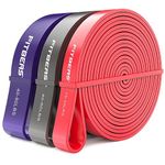 FitBeast Pull Up Bands Set, 3 Different Levels Resistance Band Pull Up for Calisthenics, CrossFit, Powerlifting, Muscle Toning, Yoga, Stretch Mobility (Red Black Purple 15-80 LBS)