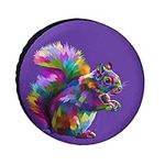 Colorful Squirrel Print Spare Tire Cover Camping Wheel Protectors 14/15/16/17 Inches Funny