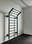 Sthenos Angled Swedish Ladder Wall Bar Heavy Duty Powder Coated Metal Wall Mounted Stall Bar for Gym, Yoga, Exercise, Physiotherapists, Calisthenics & Gymnastics, Training Equipment (Black, 32Kg)