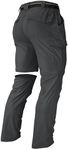 Men's Convertible Hiking Pants Zip Off Fishing Travel Safari Outdoor Cargo Pants, Dark Grey, 34