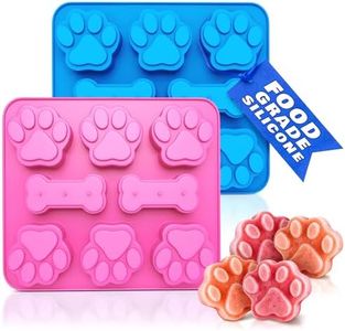 Paw and Bone Mold Silicone Molds for Baking - 2Pcs Dog Treat Molds Puppy Paw Mold Ice Cubes Chocolate Molds for Candy Crayons Ice Cube Mold - Blue and Pink Dog Bone Cake Pan Paw Molds for Dog Treats