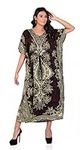 Art of Creation Ladies Long Kaftans Kimono Maxi Style Dresses for Women in Regular to Free Size Cover up with Adjustable Strap (Elephant Print - Brown)