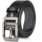 OVEYNERSIN Men Belt - 100% Genuine Leather casual Dress Belts Big Metal Buckle Adjustable Size designer Fashion Gifts, Black, waist size 39''-45''(99-114cm)