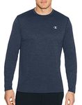 Champion Men's Vapor Heather Long Sleeve T-Shirt, Navy Heather, Small