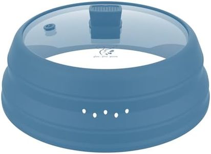 Microwave Splatter Cover Glass Cover Guard Lid with Collapsible Silicone for Food Pot Plate Cover 11.8 inch Blue