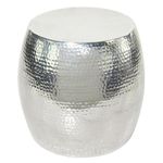 Deco 79 Aluminum Round Accent Table with Hammered Design, 14" x 14" x 16", Silver