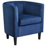 Yaheetech Velvet Tub Chair, Modern Upholstered Armchair, Accent Club Sofa Chair, Barrel Corner chair for Living Room Bedroom Lounge Reception, Blue