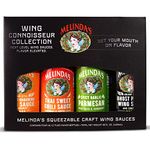 Melinda’s Wing Connoisseur Collection - Craft Wing Sauce & Condiment Set for Buffalo Wings - With Creamy Style Cayenne Habanero, Thai Sweet Chili, Spicy Garlic Parmesan & Ghost Pepper - 12 oz, 4 Pack…