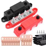 Ruikarhop 250A Power Distribution Block 12V Marine Bus Bar with Cover，4 * 5/16"(M8) Post for Wiring,Automotive,Battery busbar