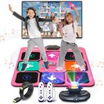 FWFX Kids Dance Mat - Wireless Plug & Play Dance Game System for TV, Interactive Fitness Games for Kids, Adults & Family | Indoor Physical Activity, Sports & Home Workout, Game Room Fun (Pink)