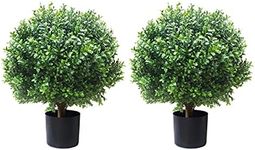 24''T 18''D Artificial Trees for Outdoors Set of 2 Potted Bushes Home Decor Artificial Topiariy Trees for Front Porch