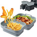 Air Fryer Silicone Pot, 2 Pack Reusable Non Stick Food Grade Air Fryer Silicone Liner Basket for Ninja Foodi Dual DZ201 DZ401, Easy to Clean Air Fryer Accessories for 8QT Pot, Grey