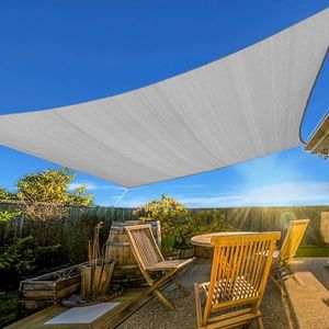 Artpuch Sun Shade Sail, 20'x20' Light Grey Rectangle, Curved Edged Commercial Grade 185GSM Permeable Outdoor Shade Cloth for Deck, Backyard, Patio (Custom Sizes Made)